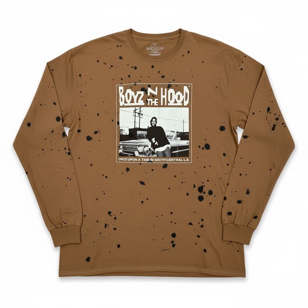 Boyz n The Hood South Central Mens' XL Long Sleeve Brown Black Bleach T-Shirt
